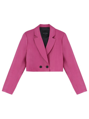 Crop blazer en cuir