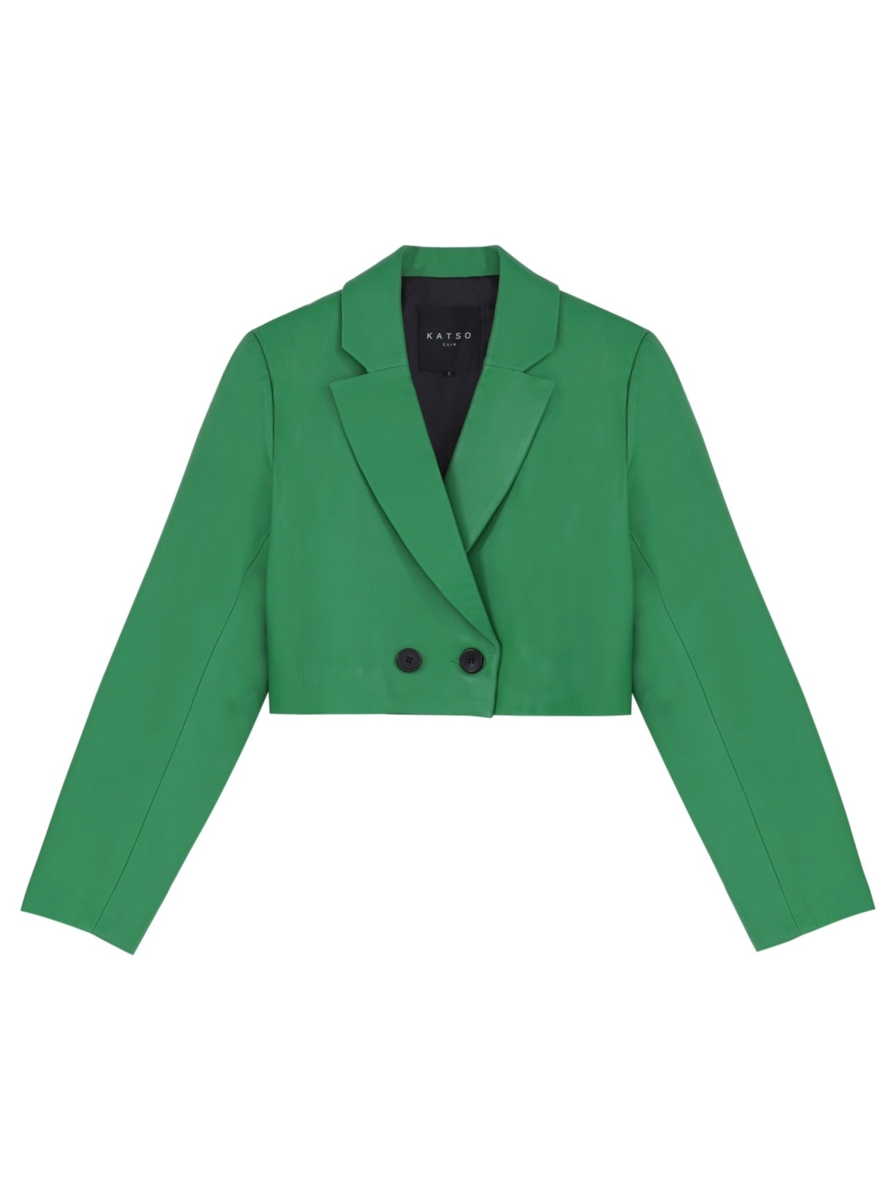 Crop blazer en cuir