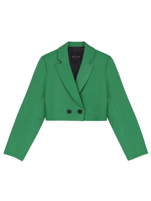 Crop blazer en cuir
