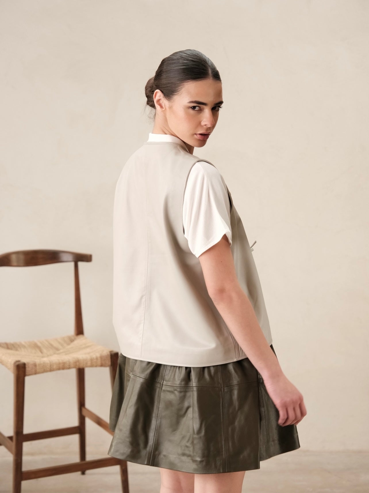 Gilet en cuir Ghalia