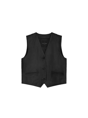 Gilet en cuir boutonné