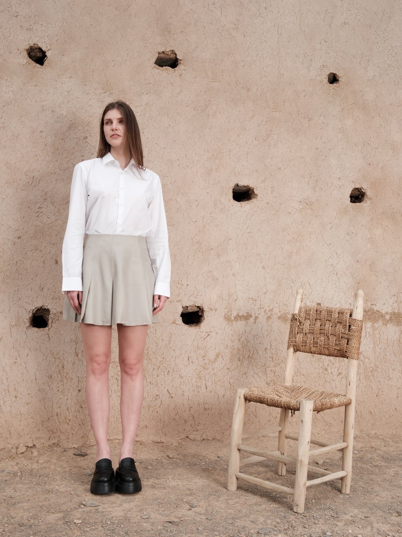 Jupe plissée en cuir