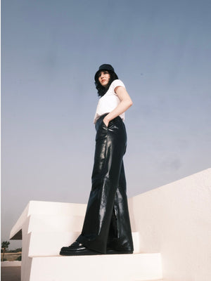 Pantalon large en cuir Naksu