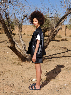 Perfecto gilet oversize en cuir