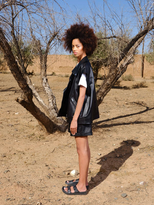 Perfecto gilet oversize en cuir