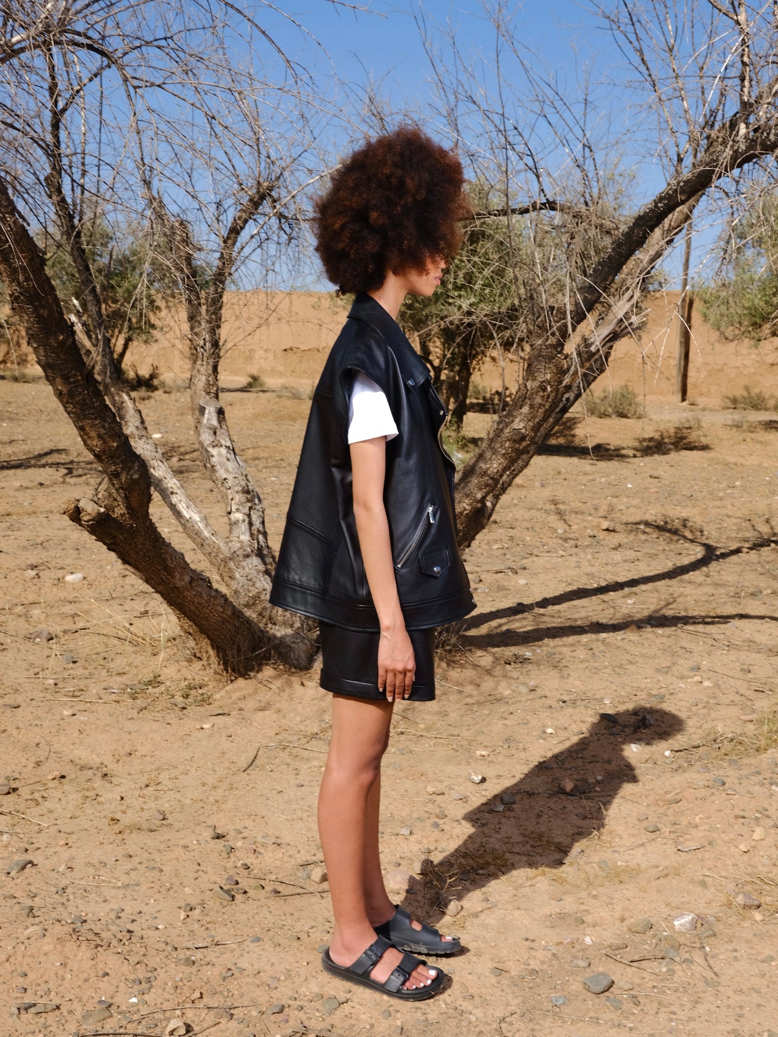 Perfecto gilet oversize en cuir