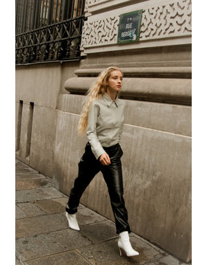 Pantalon style jogging en cuir